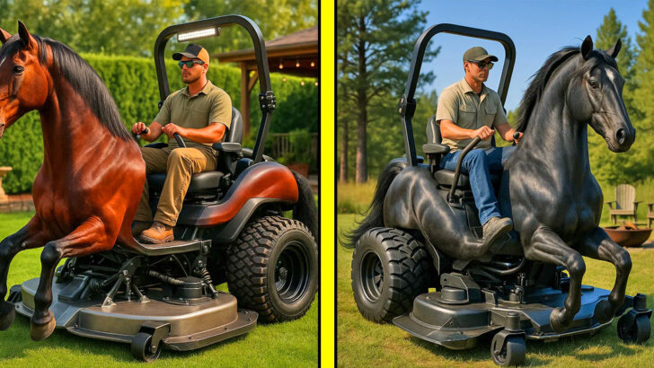 These Horse Lawn Mowers Turn Yard Work Into a Rodeo