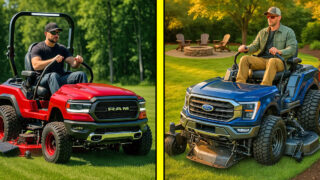 Pickup truck lawn mowers