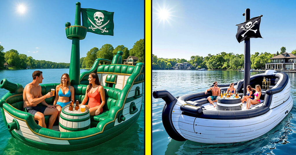 inflatable pirate ship lake floats