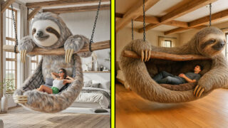 Giant hanging sloth swing loungers
