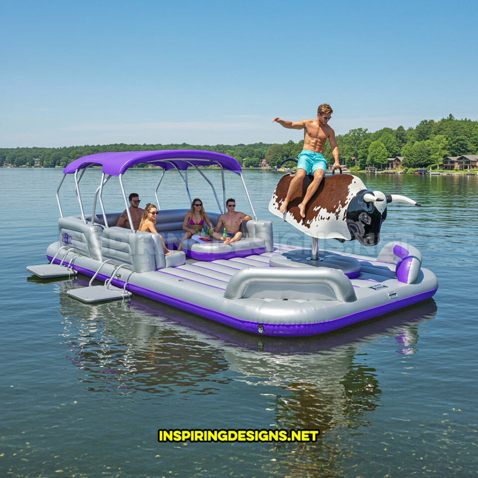 These Inflatable Mechanical Bull Lake Floats Turn Summer Parties Into ...