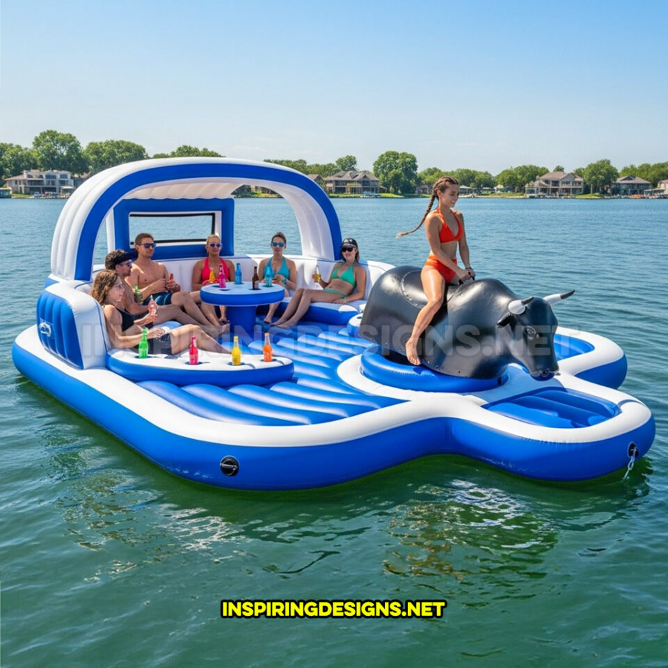 These Inflatable Mechanical Bull Lake Floats Turn Summer Parties Into ...