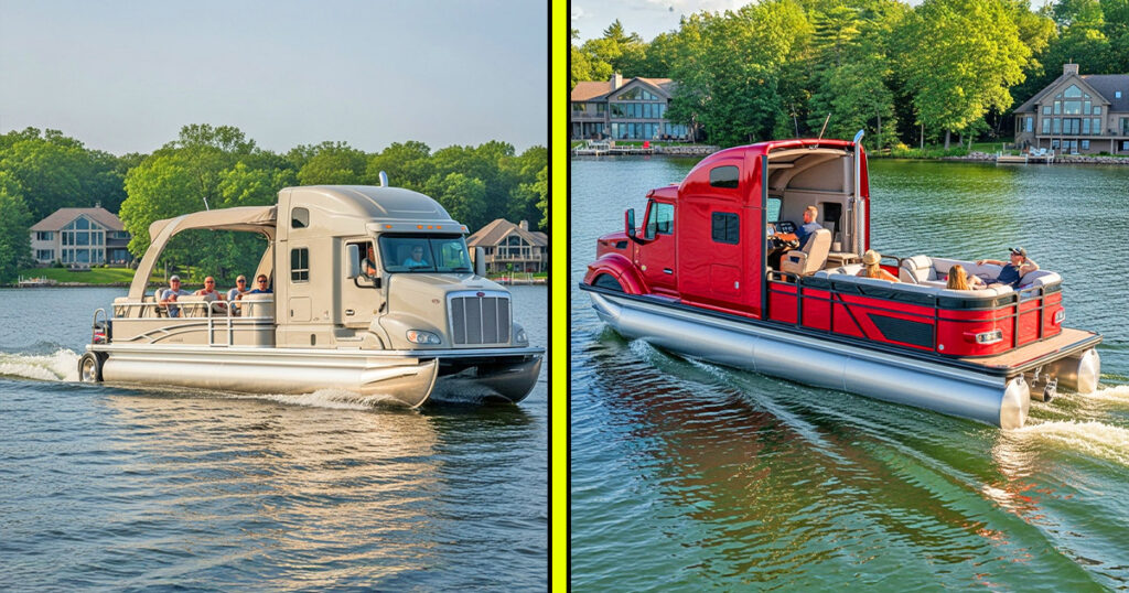 Semi-truck pontoon boats