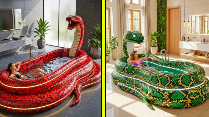 These Snake Bathtubs Pour Water from Fangs And Coil Around You