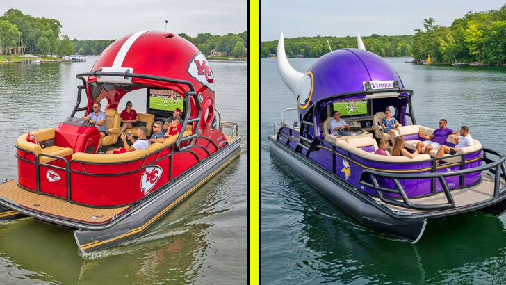 These Football Helmet Pontoon Boats Might Be the Greatest Way to Watch the Game