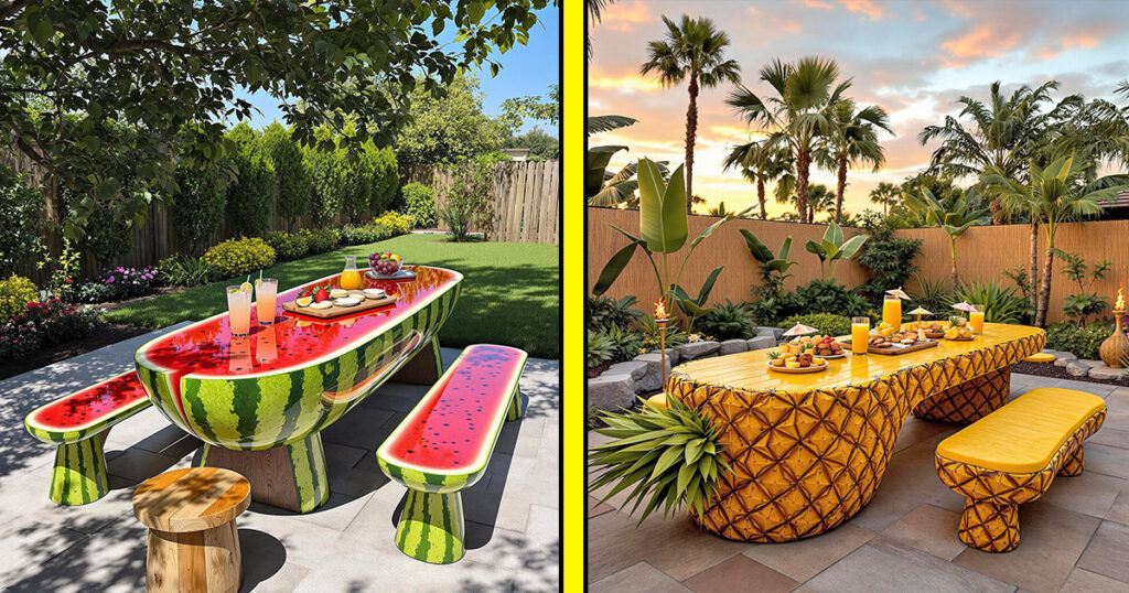 Fruit shaped picnic tables