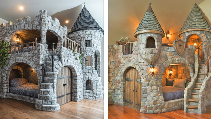 These Castle Bunk Beds With Stairs Turn Kid Rooms Into Medieval Kingdoms