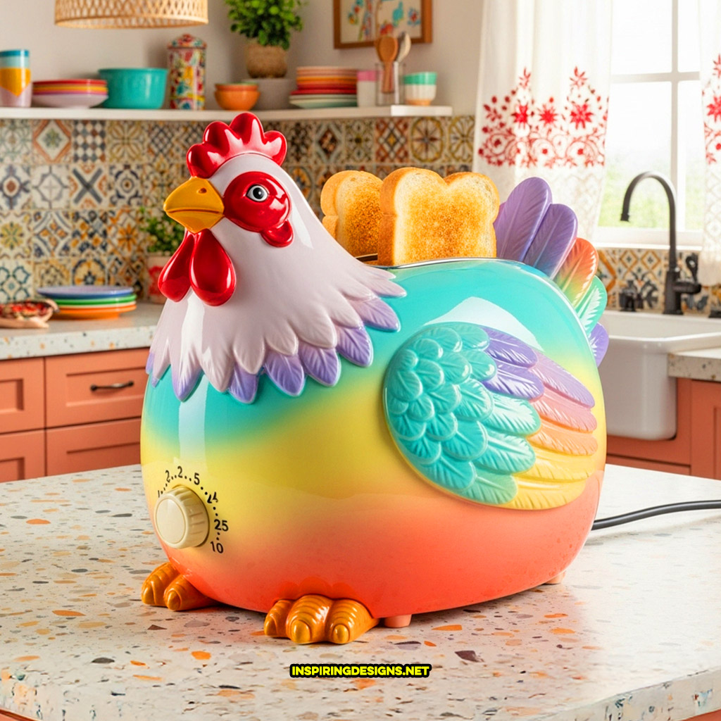 chicken toaster in a multi-color design