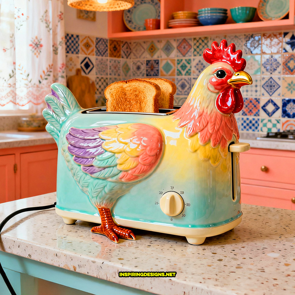 chicken toaster in a multi-color design