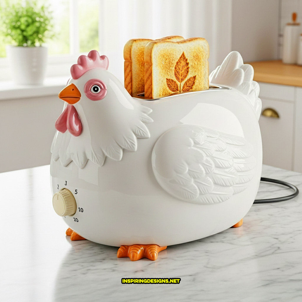 chicken toaster in a white color design