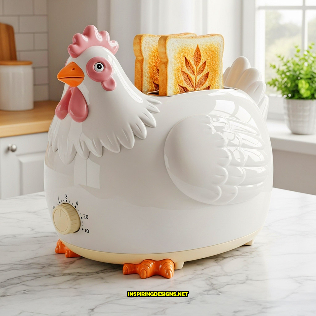 chicken toaster in a white color design