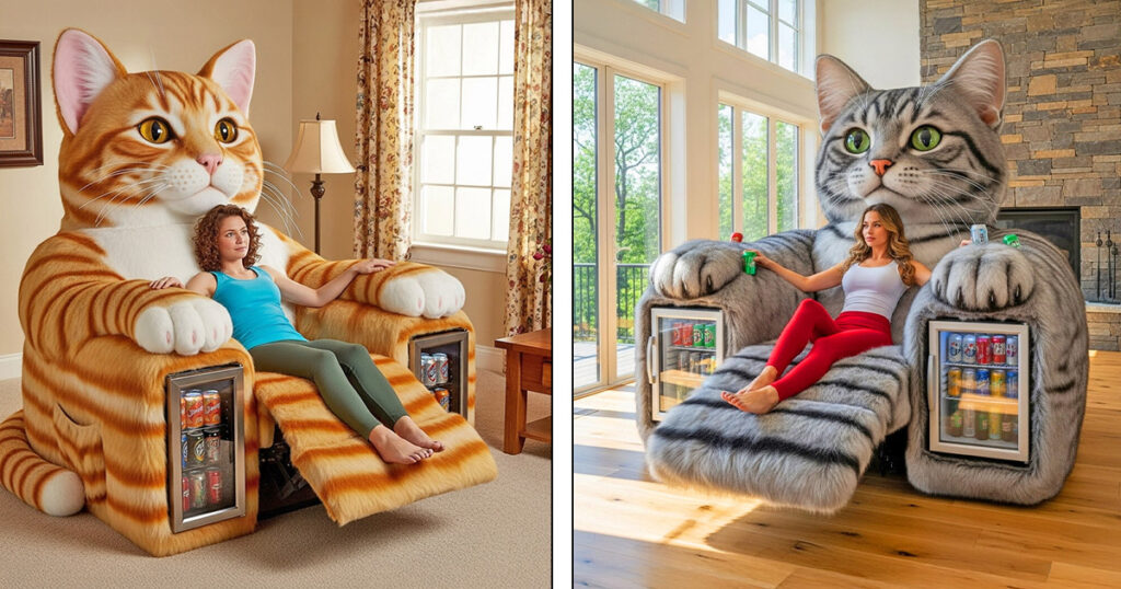Cat recliners with built-in mini fridges