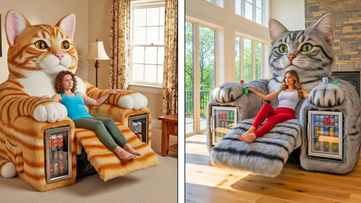 These Giant Cat Recliners Have Built-in Mini Fridges