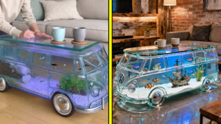 Volkswagen bus aquarium coffee tables