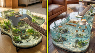 guitar aquarium coffee tables