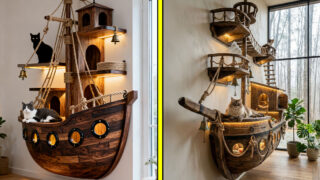 Wooden ship cat playgrounds