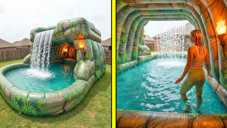 These Inflatable Cave Waterfall Pools Are the Ultimate Summer Backyard Flex