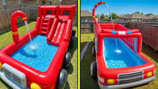 Giant inflatable firetruck pools