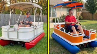 Pontoon boat lawn mowers