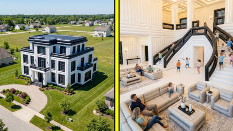 Giant inflatable mansion bounce house