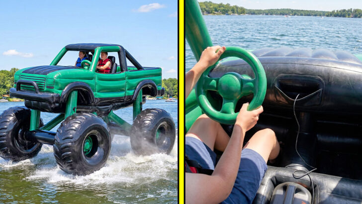 These Inflatable Monster Truck Boats Turn Calm Water Into a Floating Truck Rally