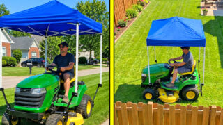 Riding mower shade canopies